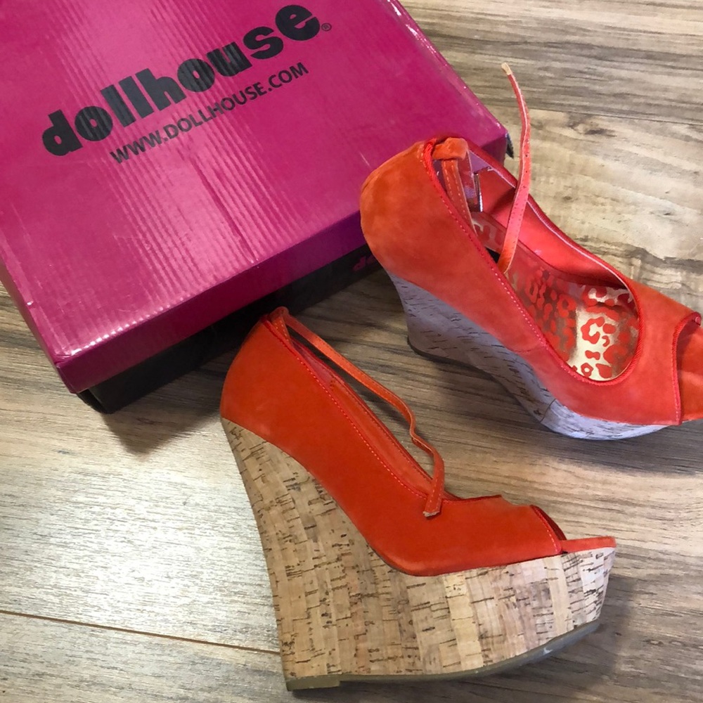 Super high platform wedge,orange